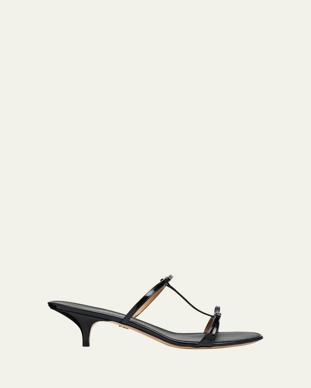 Abili Leather Kitten-Heel Sandals